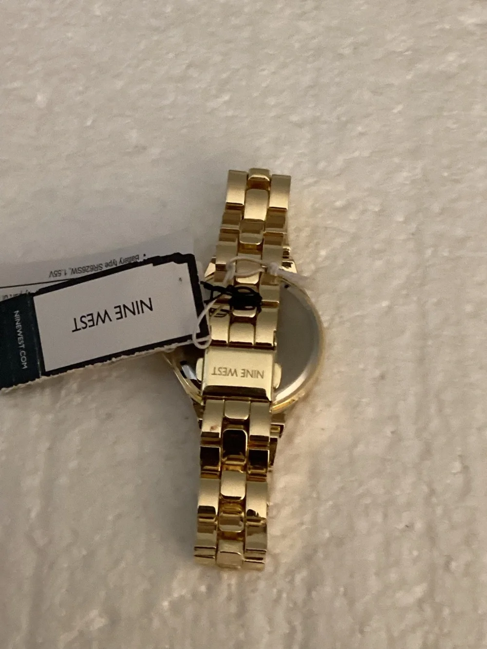 Nine West Gold Tone Bracelet Watch with Green Face